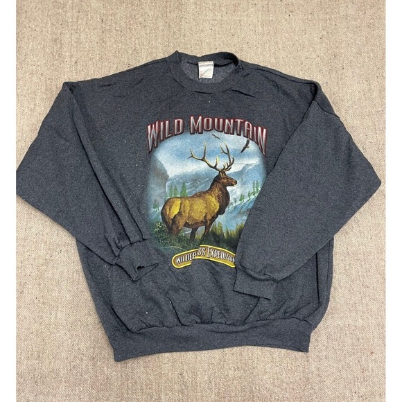 Other - Vintage Wild Mountain Sweatshirt mens xl grey 1990s deer mountains